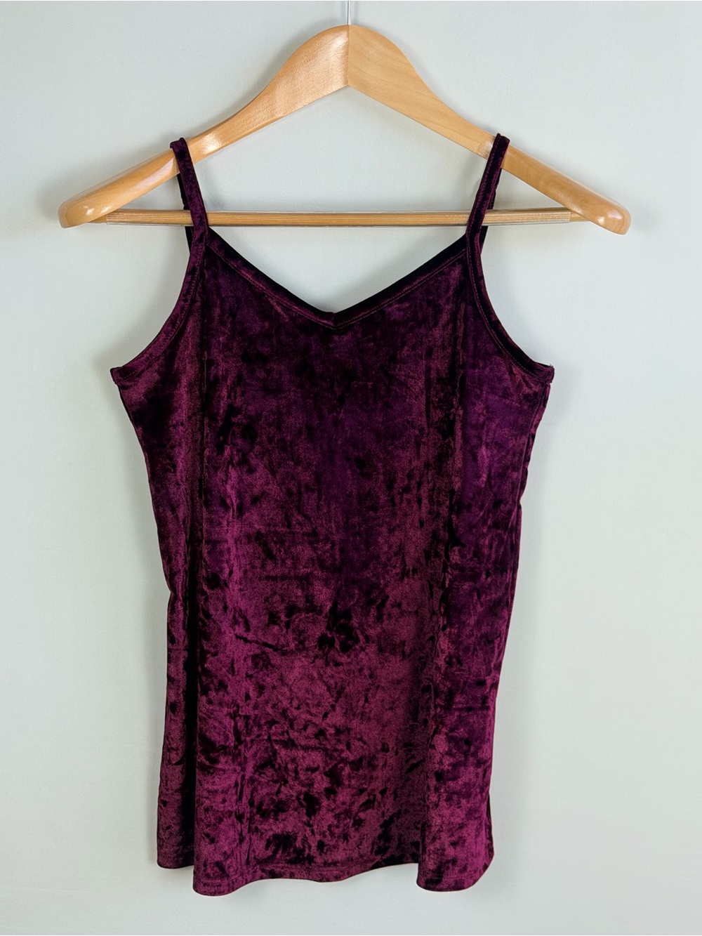 Crushed Velvet Cami XS Plum Purple Y2K Stretch Tank Top